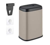 Relaxdays Cubo de Basura Pared, 5 litros, para Colgar o Pegar, Papelera Interior Extraíble, Basurero Cocina, Baño, Beige, Plástico Hierro, 29 x 21.5 x 16.5 cm