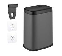 Relaxdays Cubo de Basura Pared, 5 litros, para Colgar o Pegar, Papelera Interior Extraíble, Basurero Cocina, Baño, Gris, 29x21,5x16,5 cm