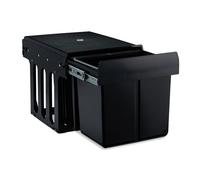 Relaxdays Cubo de Basura 3 Compartimentos, Papelera Cocina Extraíble Bajo Fregadero, 15 L y 2x8 L, 35,1x34,3x48cm, Negro