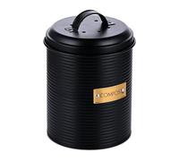 Relaxdays Cubo de compostaje para Cocina, 2,5 l, Cubo pequeño, Tapa con Filtro de olores, Acero, Negro