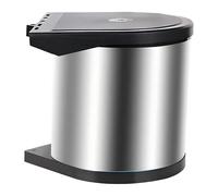Relaxdays Cubo empotrado con tapa basculante negro,plata
