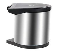 Relaxdays Cubo empotrado con tapa basculante negro,plata