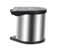 Relaxdays Cubo empotrado con tapa basculante negro,plata