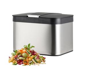 Relaxdays Cubo orgánico 4,5 l para encimera negro,plata