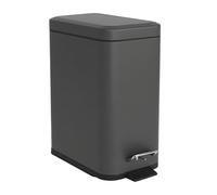 Relaxdays Cubo para baño 5 l, Soft-Close, Acabado Mate, cubeta extraíble con Pedal, Gris Oscuro