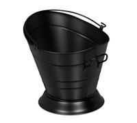 Relaxdays Cubo para Cenizas con Asa, 6 L, Accesorio para Chimenea, Estufa, Almacenar Carbón, Pellets, Hierro, Negro