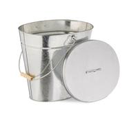Relaxdays Cubo para cenizas con tapa galvanizado marrón claro,plata