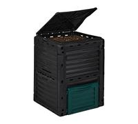 Relaxdays Cubo para Compost de Jardín 230 l, Compostador Rápido, Compostaje Térmico, Desechos Jardín, 80x60x57 cm, Negro
