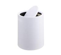 Relaxdays Cubo de Cosméticos 6L con Tapa Basculante, Interior, Plástico Mate, Papelera Redonda de Baño, Blanco 26x20x20