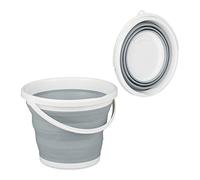 Relaxdays Cubo Plegable Camping, Casa, Coche, Agua, Fregar, Cocina, Barreño, Festival, PP-TPE, 1 Ud, 10 litros, Gris