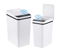 Relaxdays Cubos basura 9/15L con sensor, 2 uds. blanco,negro