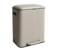 Relaxdays Cubos de basura de 2 secciones beige,plata