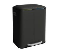 Relaxdays Cubos de basura de 2 secciones negro,plata
