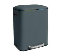 Relaxdays Cubos de basura de 2 secciones plata,gris