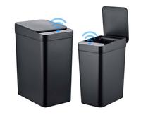 Relaxdays Cubos sensor 9L y 15L, set de 2 negro