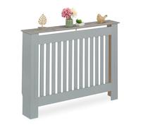 Relaxdays Cubre Radiador, Diseño a Listones, 83 x 112 x 19 cm, para Calefactores Antiguos, Cubreradiador, MDF, Gris