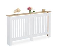 Relaxdays Cubre Radiador, Diseño a Listones, 83 x 152 x 19 cm, para Calefactores Antiguos, Cubreradiador, MDF, Blanco