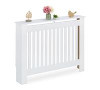 Relaxdays Cubre Radiador, Diseño Rústico, 83 x 112 x 19 cm, para Calefactores Antiguos, Cubreradiador, MDF, Blanco, 100% Tablero de Fibras, L