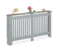 Relaxdays Cubre Radiador, Diseño a Listones, 83 x 152 x 19 cm, para Calefactores Antiguos, Cubreradiador, MDF, Gris, 100% Tablero de Fibras, XL