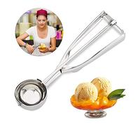 Relaxdays Cuchara Helado con Disparador para Bolas Grandes de Helado, Fruta y Masa de Galletas, Acero inoxidable, Plateado, ∅ 53 mm