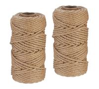 Relaxdays Cuerda de Yute de 6 mm, 2 Rollos de 50 m Cada uno, Biodegradable, Manualidades, Jardín, Embalaje, Natural