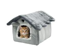 Relaxdays Cueva para Gatos con cojín extraíble (Al x An x F): 38 x 45 x 50 cm, Cama para Gatos, Terciopelo y Felpa, Gris