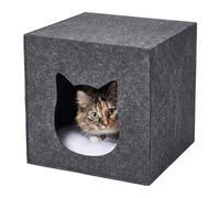 Relaxdays Cueva para Gatos, Fieltro, 33 x 33 x 37 cm, Gris Oscuro
