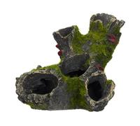 Relaxdays Decoración Acuario Cueva, Piedra Decorativa, Escondite Roca, Poliresina, 1 Ud., 7 x 15 cm, Gris y Verde