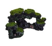 relaxdays Decoración Acuario Roca, Piedra Decorativa, Escondite, Adorno Rocoso, 1 Ud, Poliresina, 8,5x17cm, Negro-Verde, Polirresina, 8.5 x 17cm