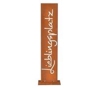 Relaxdays Decoración de jardín con aspecto oxidado, lugar favorito, 71 x 20 x 15 cm, acero corten, cartel de jardín para exteriores, color marrón