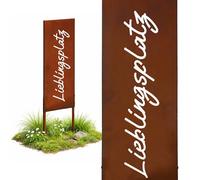 Relaxdays Decoración de jardín con pátina de óxido, 'Lieblingsplatz', Hierro marrón, 115 x 28 x 1.5 cm