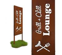 Relaxdays decoración de jardín Edelrost Grill & Chill, estaca Resistente, Hierro marrón, 115 x 28 cm