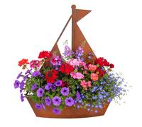 Relaxdays Decoración jardín Barco oxidado marrón