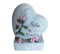 Relaxdays Decoración para Tumba con Forma de corazón, Piedra Conmemorativa con Texto en alemán Ruhe in Frieden, decoración para Tumba, Resistente a la Intemperie y a Las