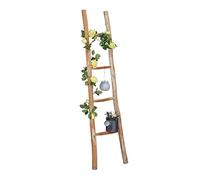 Relaxdays Decorativa 4 Peldaños, Escalera Colgar Ropa y Toallas, Hogar y Jardín, Madera Castaño, 150cm, Natural, 150 cm