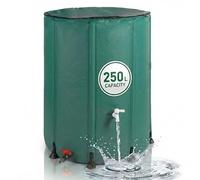 Relaxdays depósito de Agua Plegable, 250L, jardín y balcón, 2 grifos, rebosadero, Tapa con Rejilla antihojas, PVC, Verde