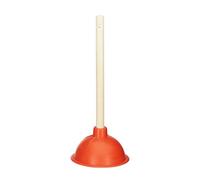 Relaxdays Desatascador Ventosa, Tuberías, Fregadero, WC, Desagües, Ducha, Madera y Goma, 1 Ud., 30 cm, Rojo y Marrón