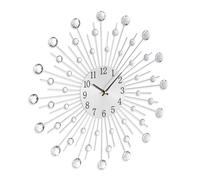 Relaxdays diámetro Reloj de Pared, Cocina, Salón, Oficina, Analógico, Moderno, Diseño Diamante, a Pila, Ø 50 cm, Plateado, Hierro, 50 x 4,5 cm