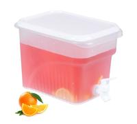 Relaxdays Dispensador de Bebidas para Nevera, 4,8 L, Surtidor de Agua con Grifo y Tapa, Plástico, Transparente/Blanco