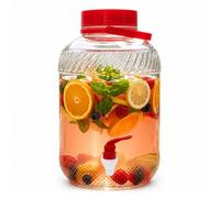 Relaxdays Dispensador de bebidas de 10 l rojo,transparente