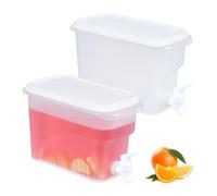 Relaxdays Dispensador de Bebidas Nevera, Set de 2, 3 L, Surtidor de Agua con Grifo y Tapa, Plástico, Transparente/Blanco