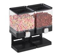 Relaxdays Dispensador de cereales doble negro,plata,transparente