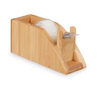 Relaxdays Dispensador de cinta adhesiva de bambú marrón claro