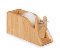 Relaxdays, Marrón Dispensador Adhesiva, para Cintas de 25mm, Cortador, Acero Inoxidable, 5,5 x 12 x 4,5 cm