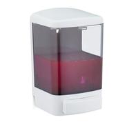 Relaxdays Dispensador de Jabón Pared, Dosificador Lavavajillas Rellenable, Dispenser Baño y Cocina, 1000ml, Blanco/Negro, 19 x 11,5 x 11 cm