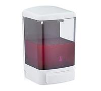 Relaxdays Dispensador de Jabón Pared, Dosificador Lavavajillas Rellenable, Dispenser Baño y Cocina, 1000ml, Blanco/Negro, 19 x 11,5 x 11 cm