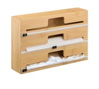 Relaxdays Dispensador de papel aluminio y film marrón claro,negro