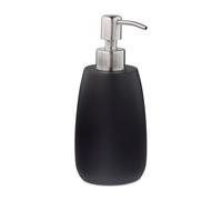 Relaxdays Dispensador Jabón, Jabonera 300 ml, Redondo, Rellenable, Baño, Cocina, Dosificador Loción, Polirresina, Negro
