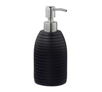 Relaxdays Dispensador Jabón, Jabonera 300 ml, Rellenable, Baño, Aseo, Cocina, Dosificador Gel Ducha o Loción, Negro