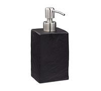 Relaxdays Dispensador Jabón, Jabonera 200 ml Cuadrada, Rellenable, Baño, Cocina, Dosificador Gel Ducha o Loción, Negro